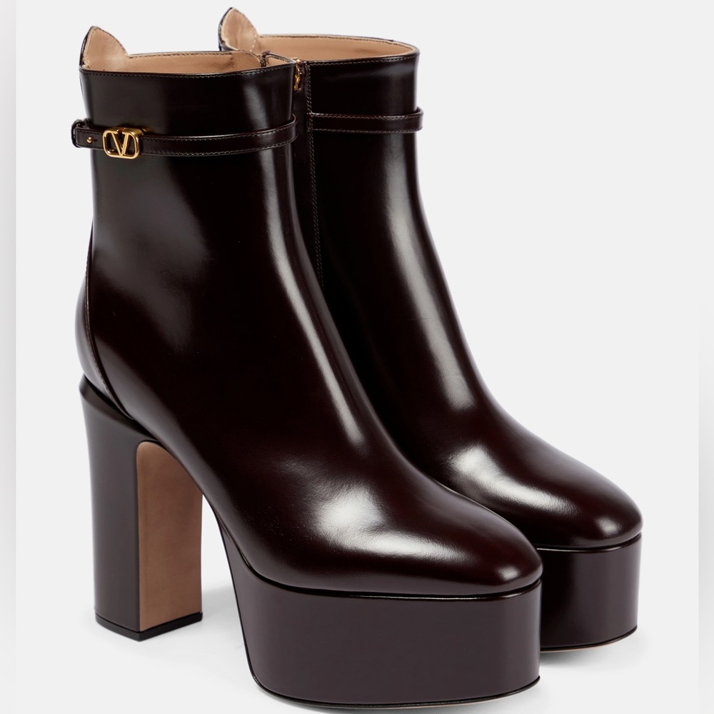 Valentino Garavani Dark Brown Platform Ankle Boots